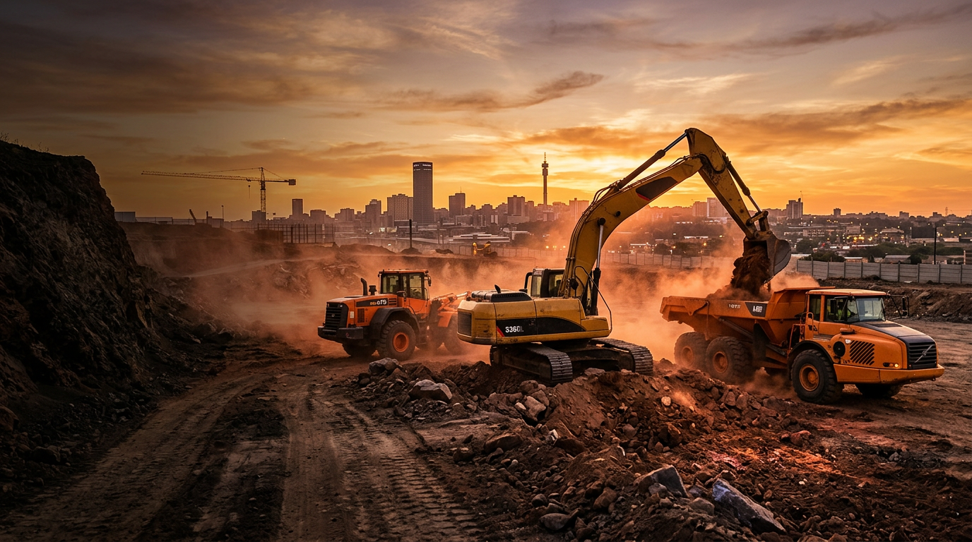 Yellow excavator working on a construction site